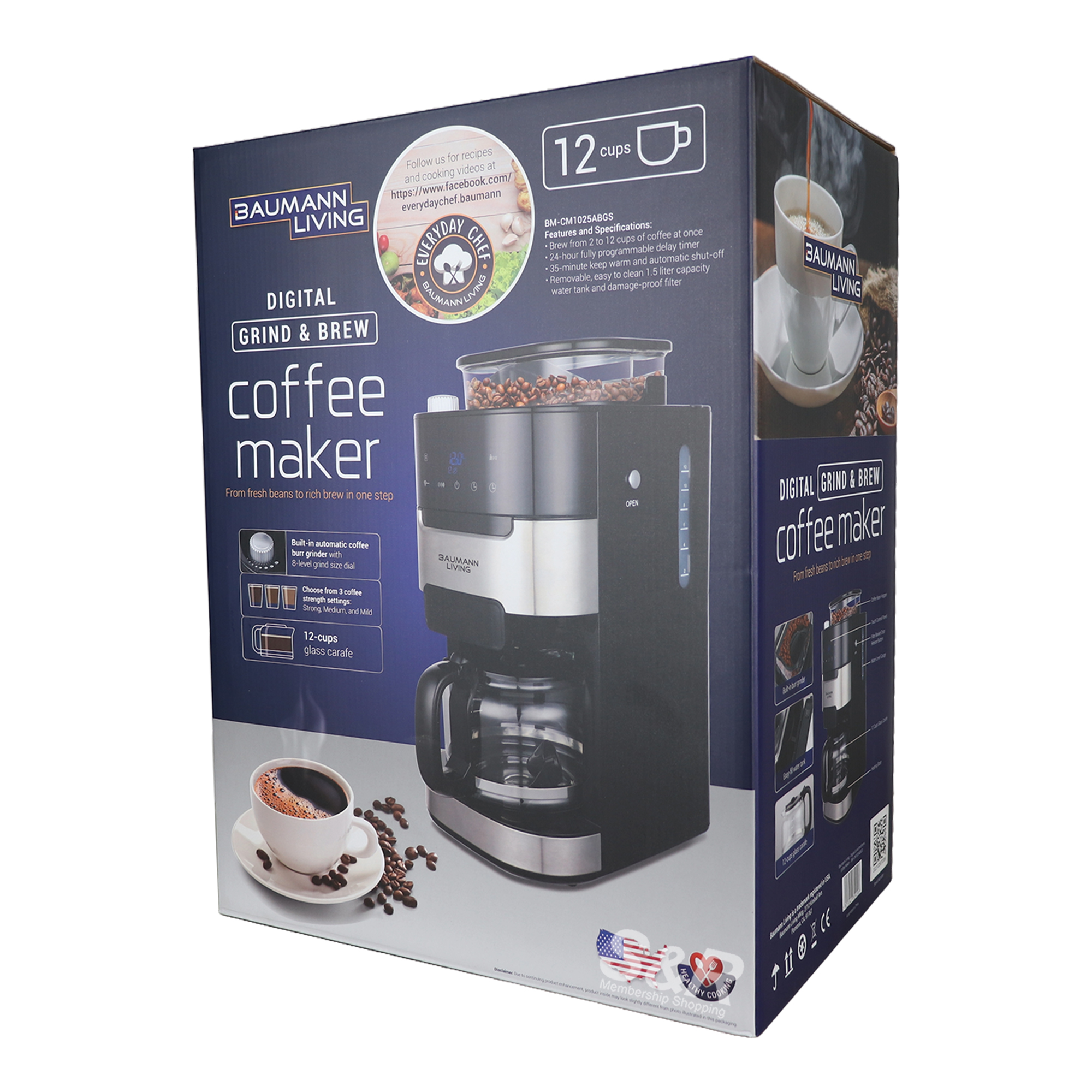 Baumann Living Digital Grind & Brew Coffee Maker